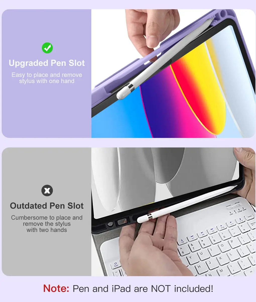 Hamile Keyboard Case for iPad A16 11th & 10th Gen | 7-Color Backlit, Detachable, Slim Design - view 6