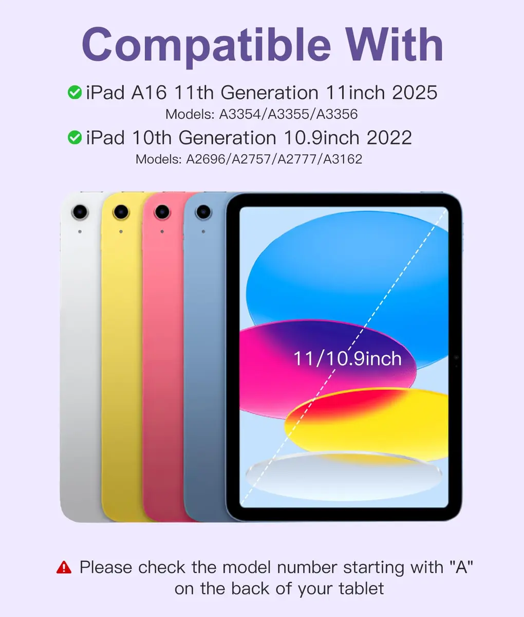 Hamile Keyboard Case for iPad A16 11th & 10th Gen | 7-Color Backlit, Detachable, Slim Design - view 2