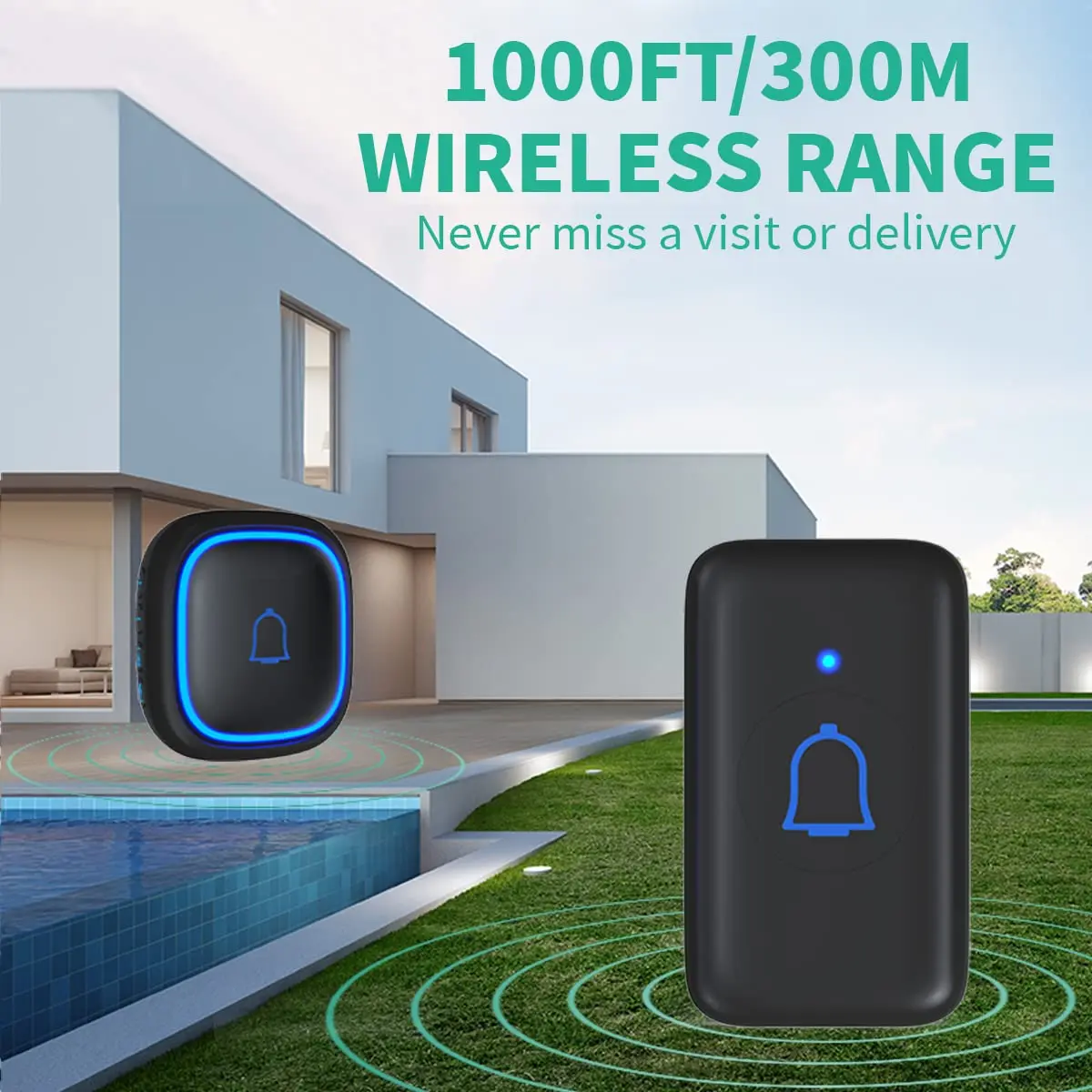 LetsWill Wireless Doorbell Classroom Doorbell IP66 Waterproof Loud 115dB 1000ft Range | Easy Install Plug-in Receiver - view 2