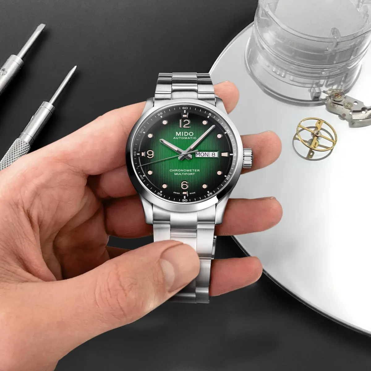 MIDO Multifort M Chronometer Swiss Automatic Watch for Men | Green Dial, 42mm Case, 80-Hour Power Reserve - view 5