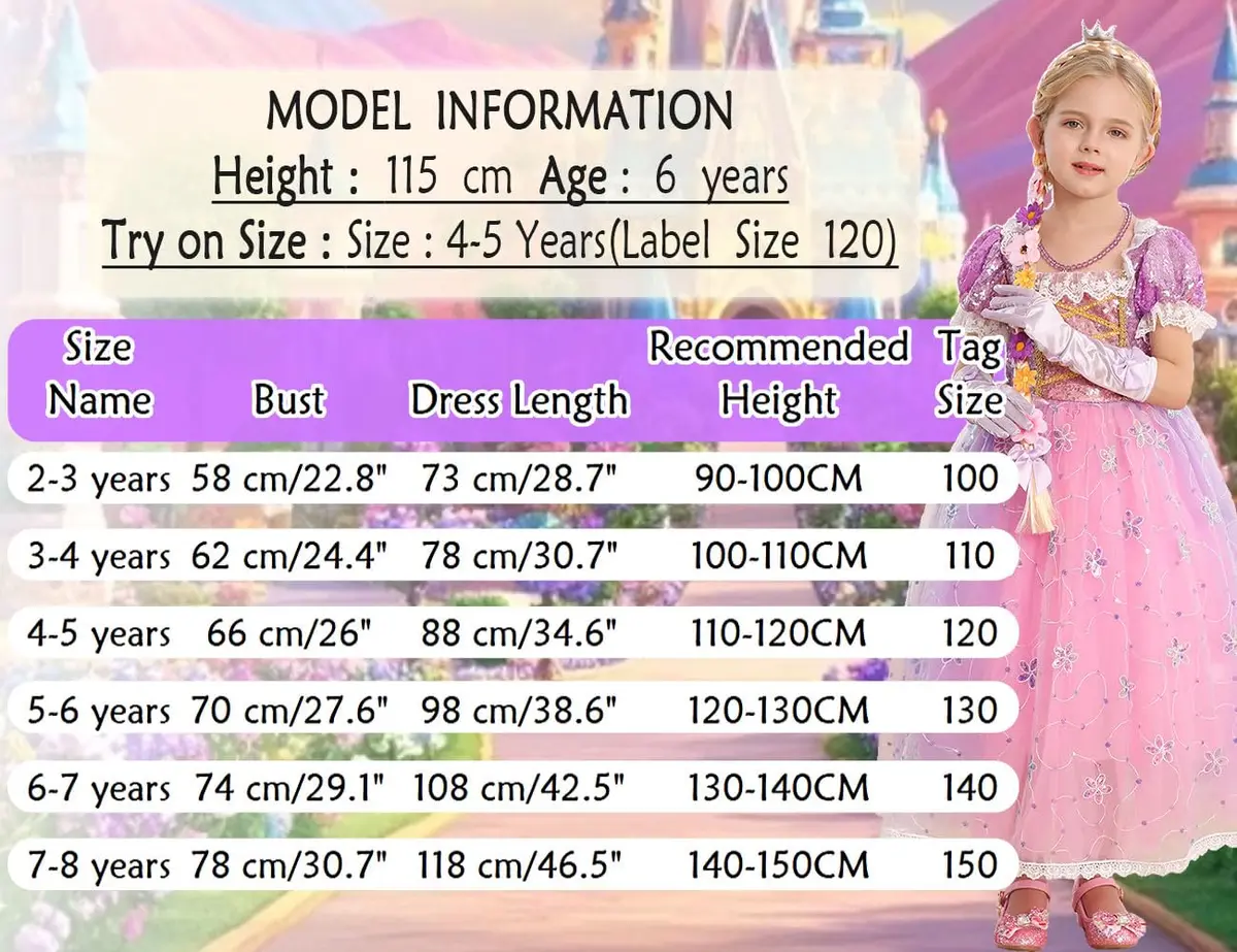 iTVTi Girls Purple Princess Cosplay Dress Costume,5-6 Years | Fairy Tale Role Play Outfit - view 6