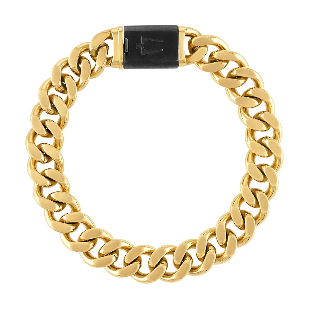 Bulova Jewelry Men's Classic Curb Gold 10MM Chain Stainless Steel 8.5" | Polished & Brushed Finish - main product image