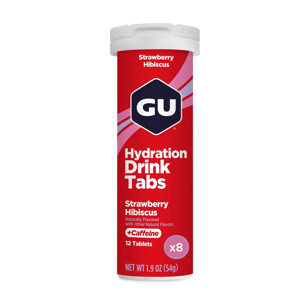 GU Energy Hydration Drink Tabs, Electrolyte Tablets with Potassium, Strawberry Hibiscus | Light, Low-Calorie Hydration for Active Lifestyles - main product image
