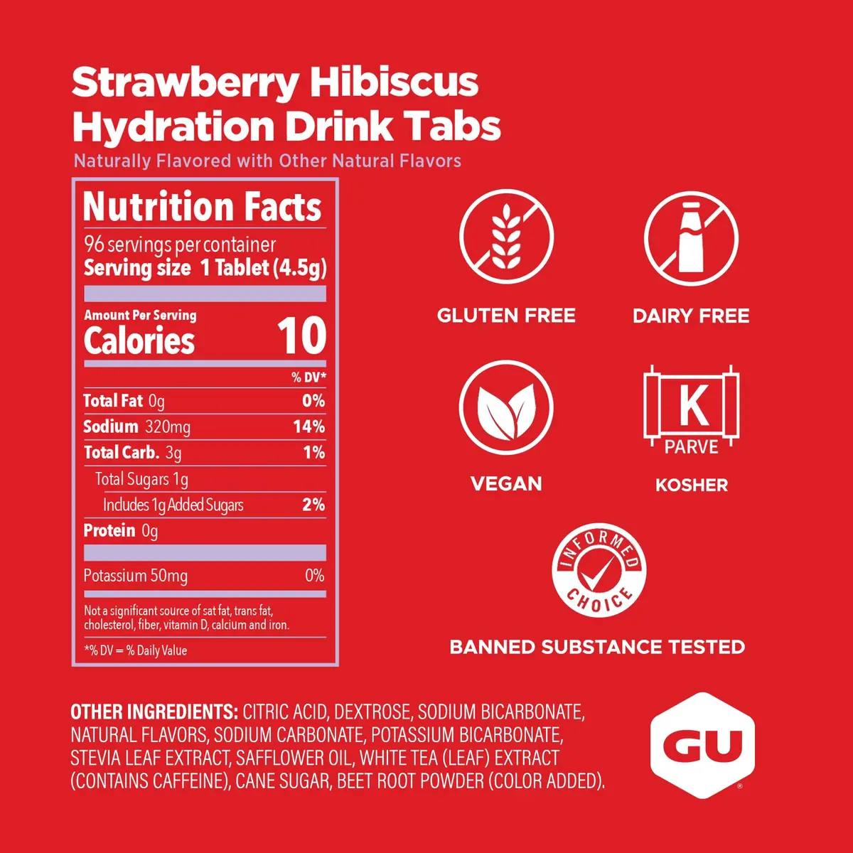 GU Energy Hydration Drink Tabs, Electrolyte Tablets with Potassium, Strawberry Hibiscus | Light, Low-Calorie Hydration for Active Lifestyles - view 3