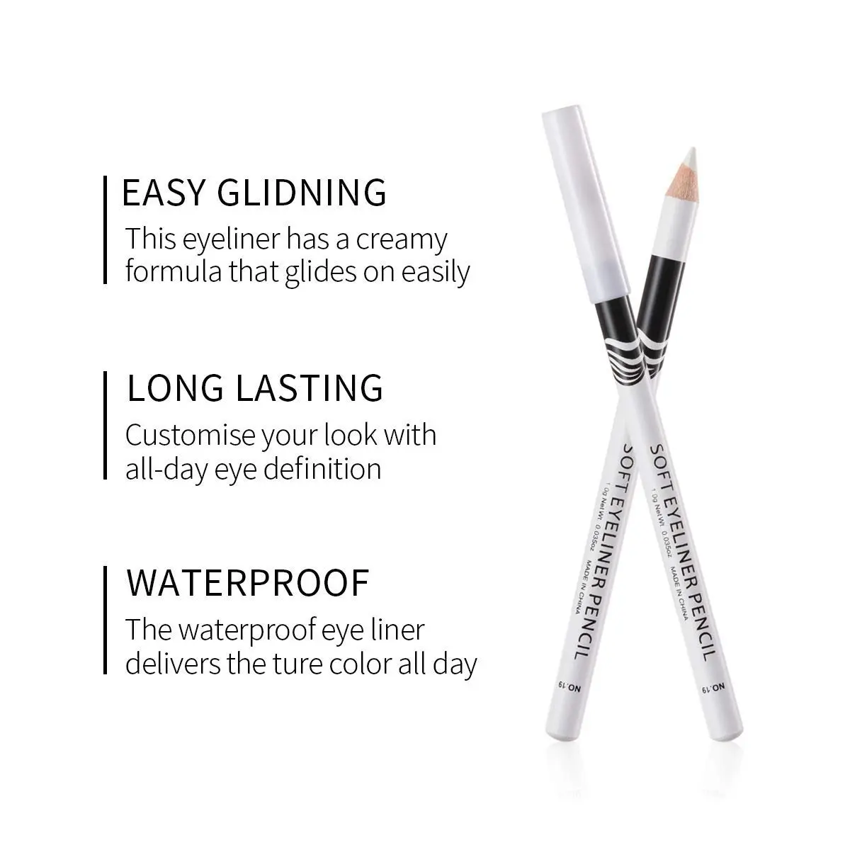 Go Ho 12 PCS White Eyebrow Eyeliner Pencils | Sweatproof, Long-lasting, Matte White - view 7