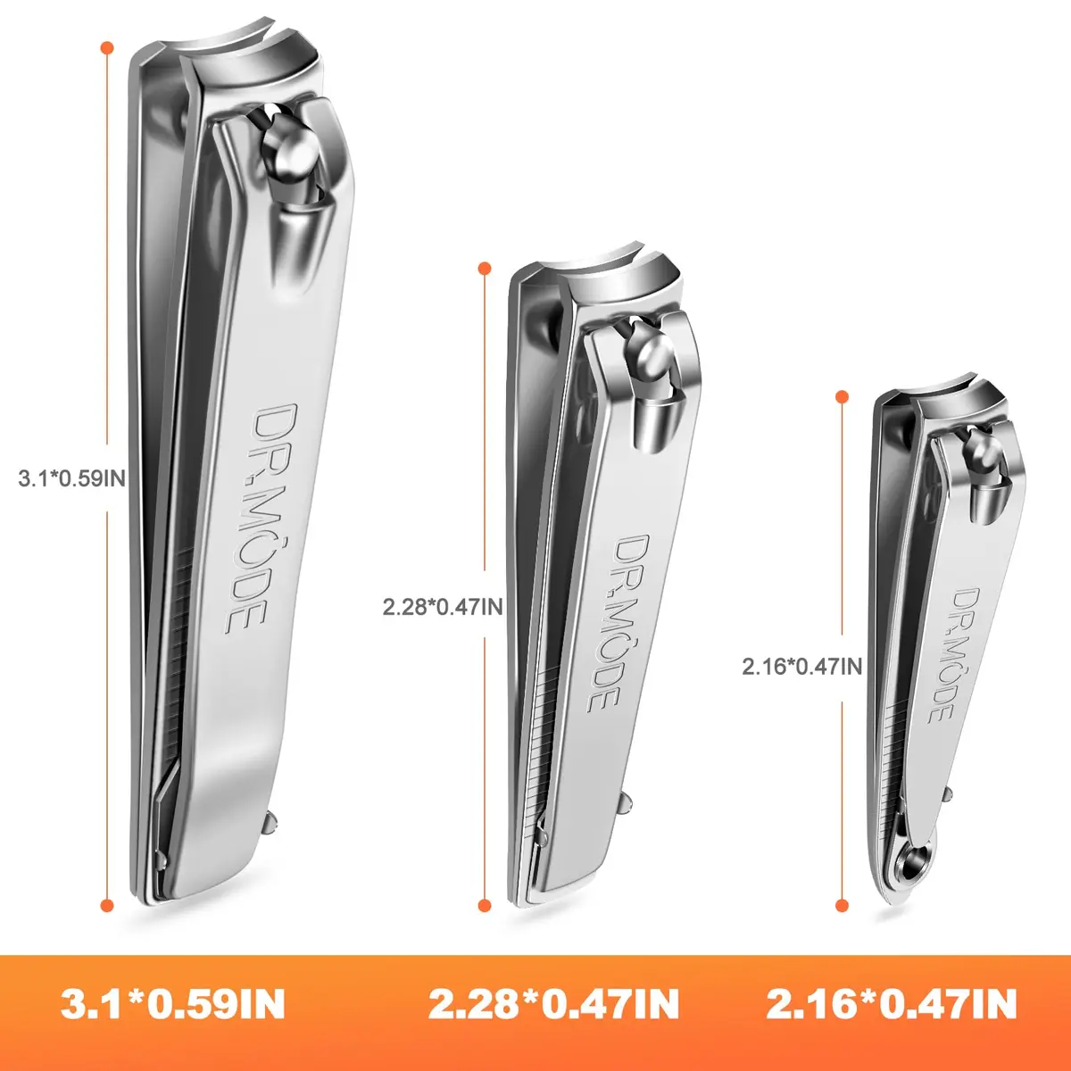 DRMODE Finger Nail Clippers Adult, 8 Pack for Men Women | Sharp Stainless Steel Nail Cutter Set - view 8