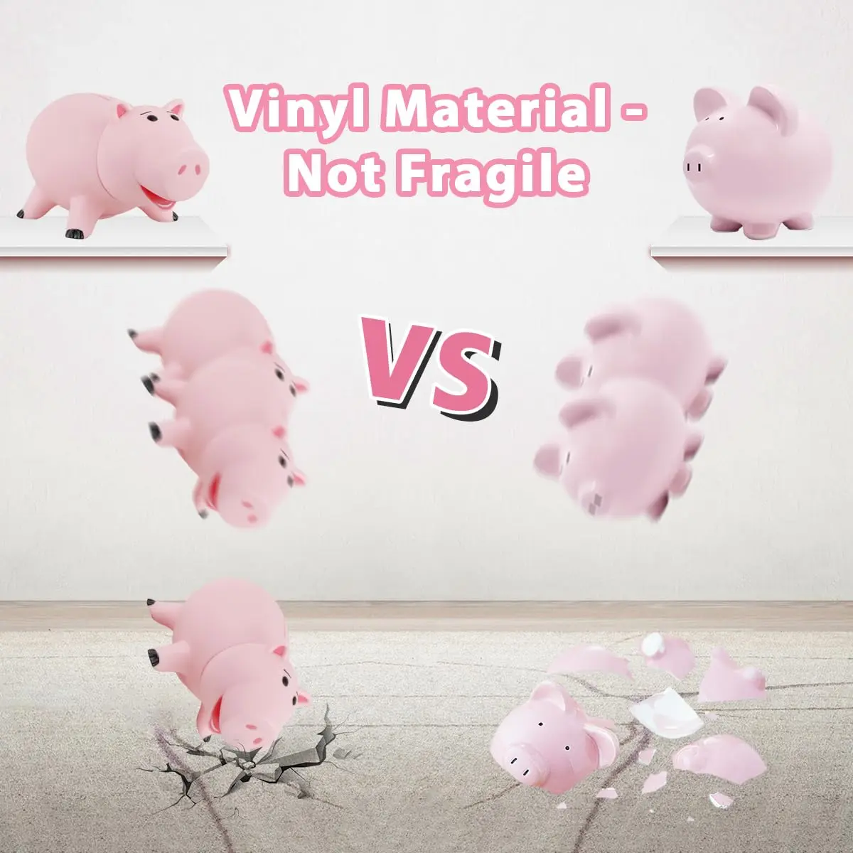 PHOCAS Pink Piggy Bank Unbreakable 7.6" x 4.8" x 4.8" | Durable Kids Coin Bank for Saving - view 3