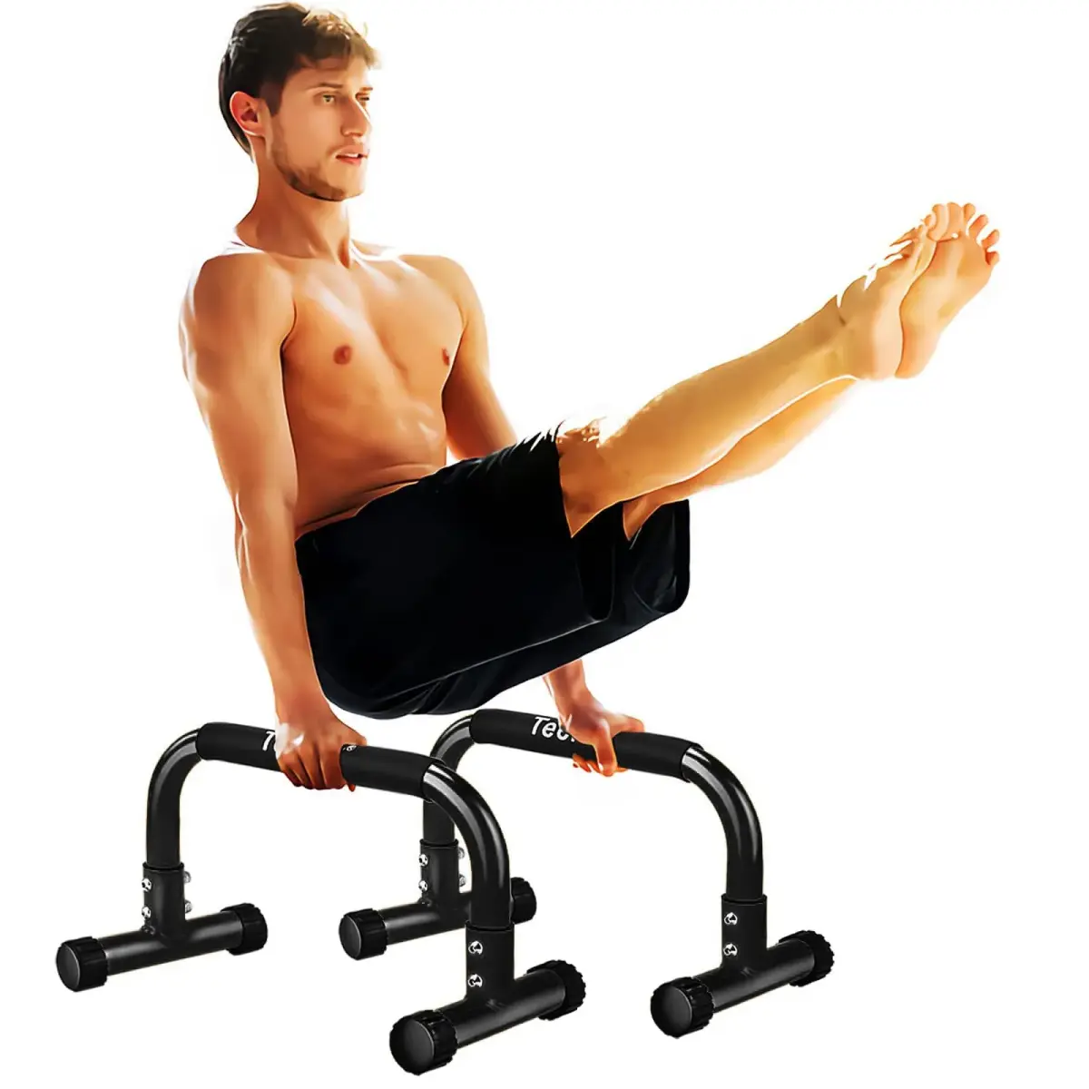 Teclor Black Calisthenics Stand with 660LBS Capacity | Heavy Duty Steel Push Up Bars for Full Body Workouts - main product image