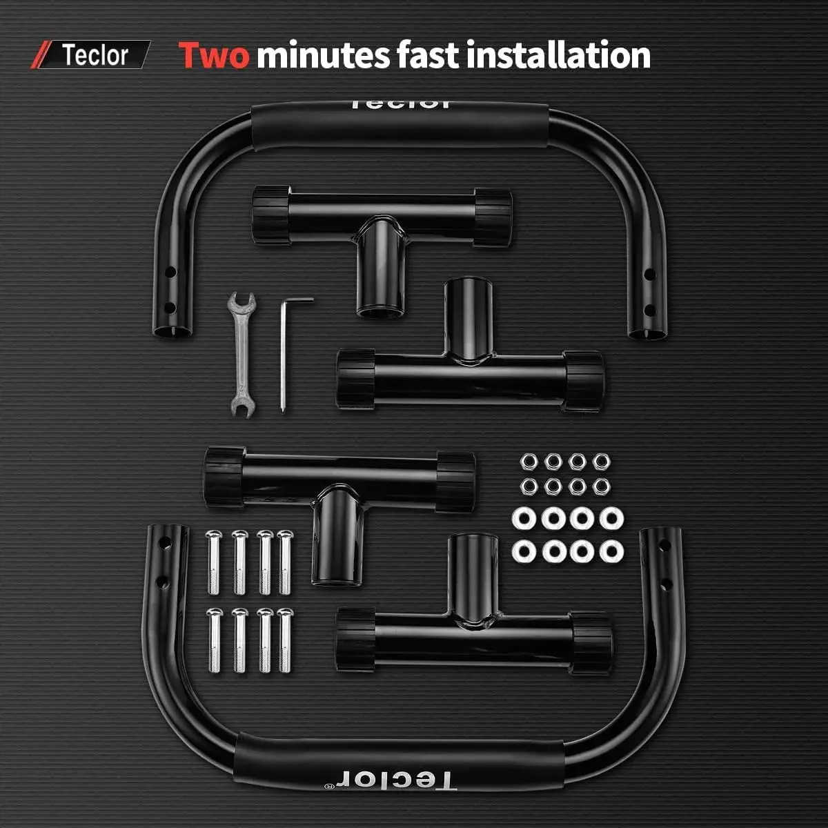 Teclor Black Calisthenics Stand with 660LBS Capacity | Heavy Duty Steel Push Up Bars for Full Body Workouts - view 6