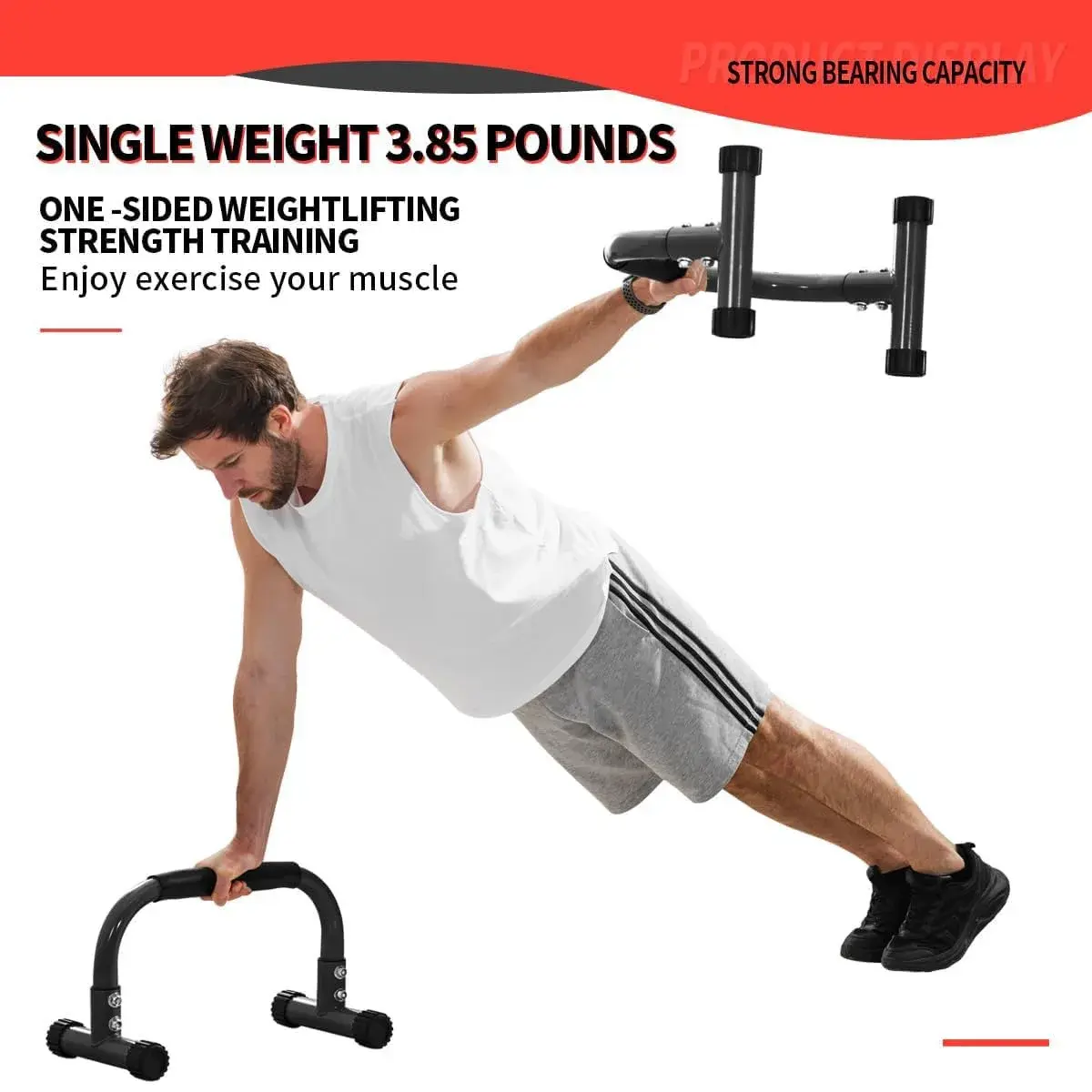 Teclor Black Calisthenics Stand with 660LBS Capacity | Heavy Duty Steel Push Up Bars for Full Body Workouts - view 2