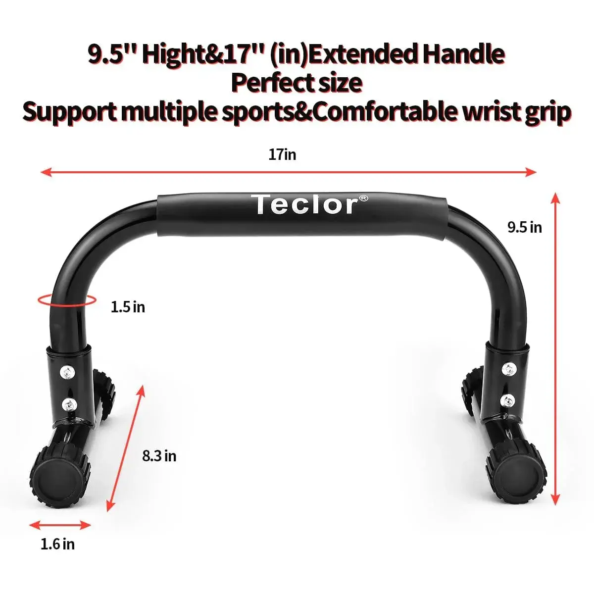 Teclor Black Calisthenics Stand with 660LBS Capacity | Heavy Duty Steel Push Up Bars for Full Body Workouts - view 3