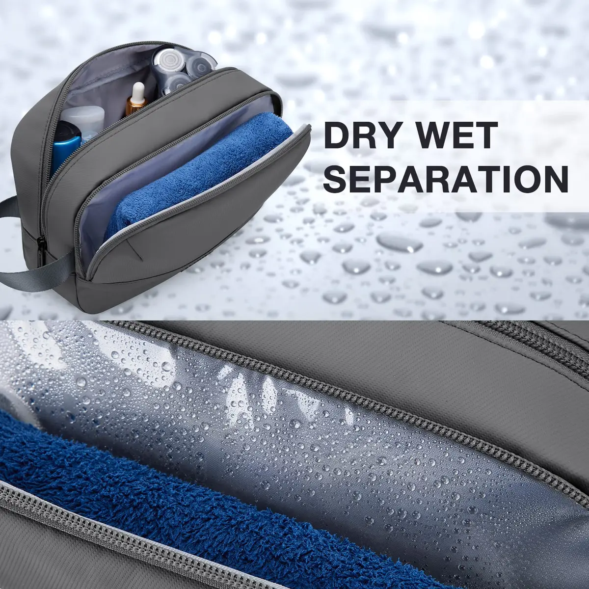 BAGSMART Travel Toiletry Bag for Men, Dopp Kit Water Resistant Shaving Bag 26cm (10.2in) | Organizes Toiletries & Accessories - view 2