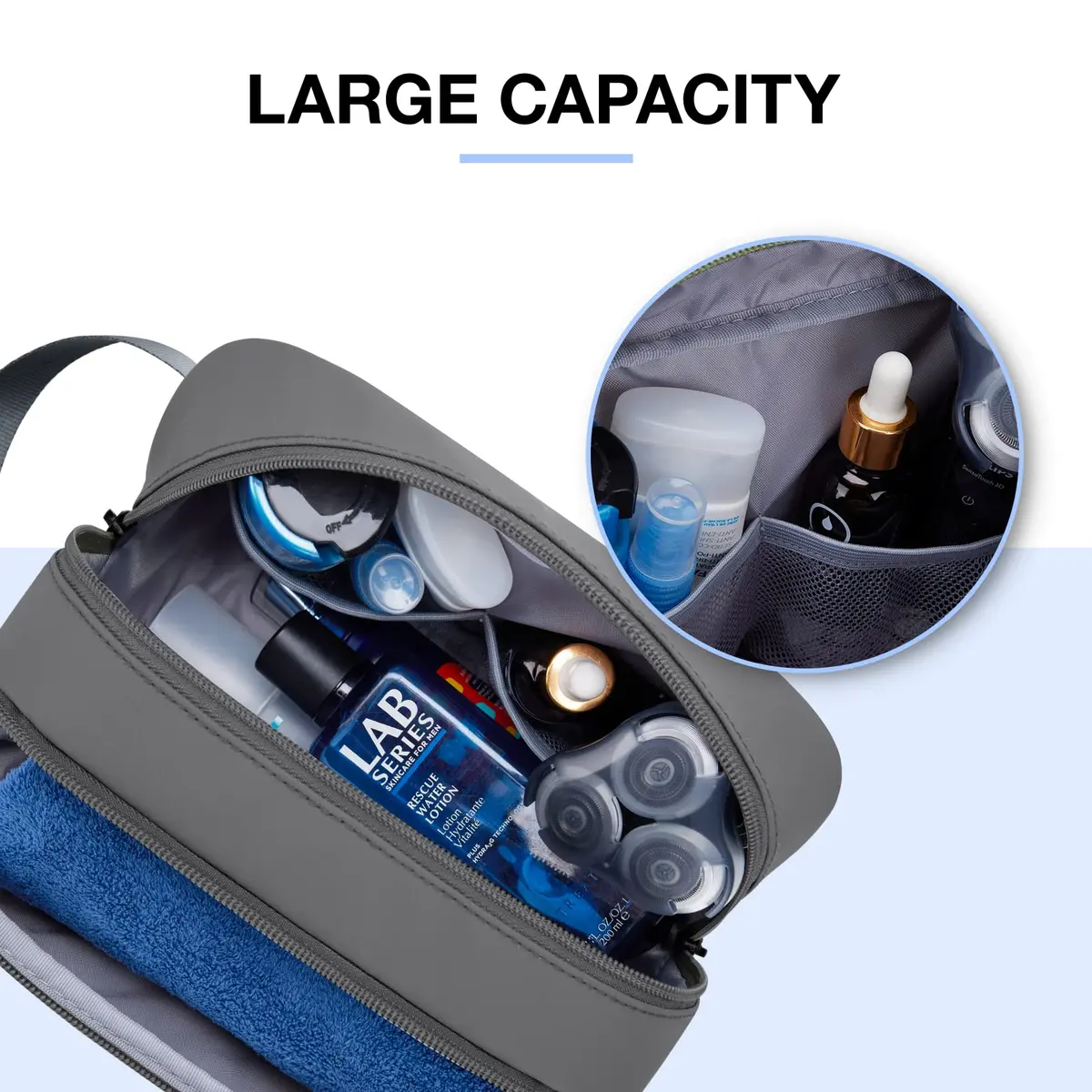 BAGSMART Travel Toiletry Bag for Men, Dopp Kit Water Resistant Shaving Bag 26cm (10.2in) | Organizes Toiletries & Accessories - view 4