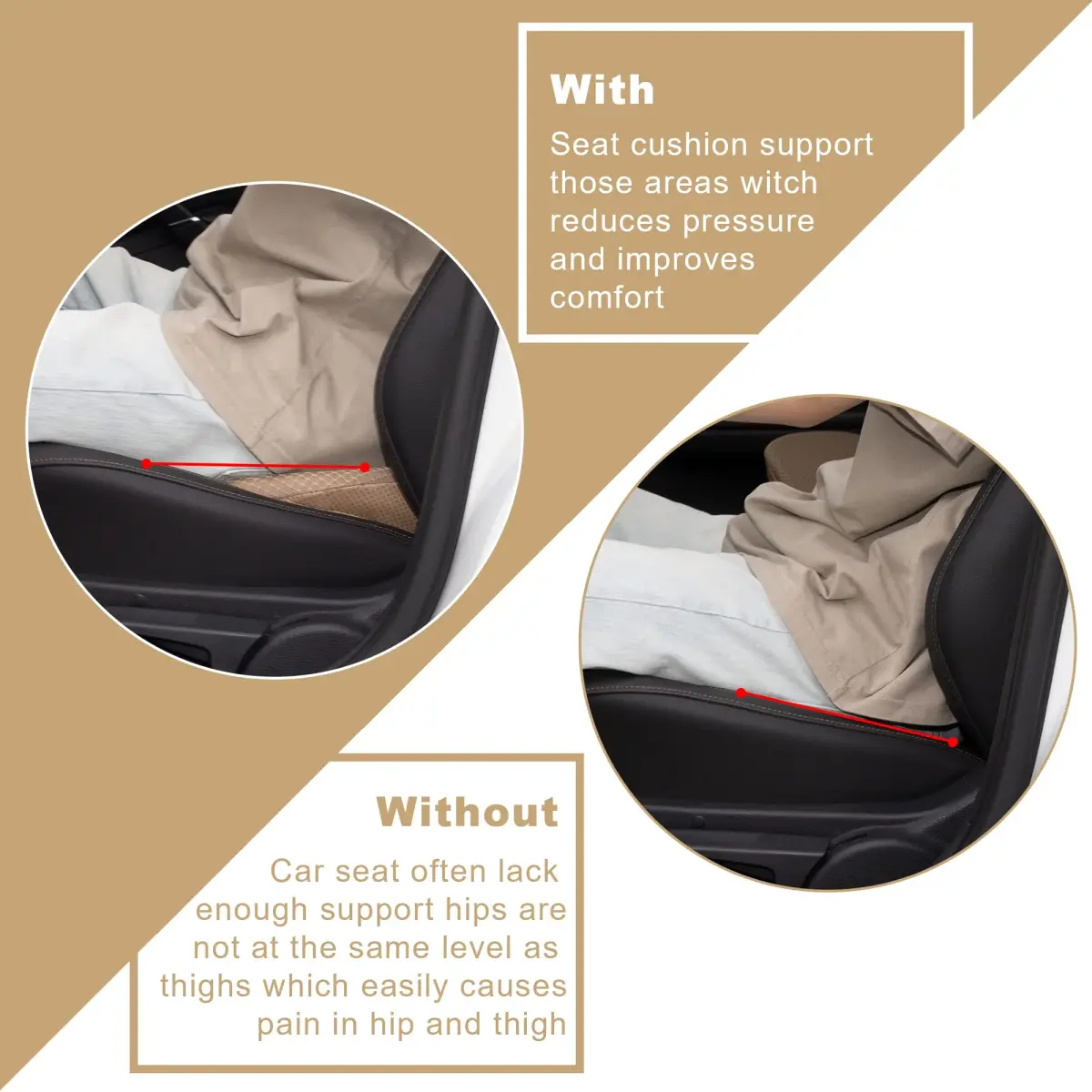 Livtribe Ergonomic Car Seat Cushion with Lumbar Support & 3.5-inch Rise | 44cm (17.3")L x 27cm (10.5")W x 9cm (3.5")H - view 3