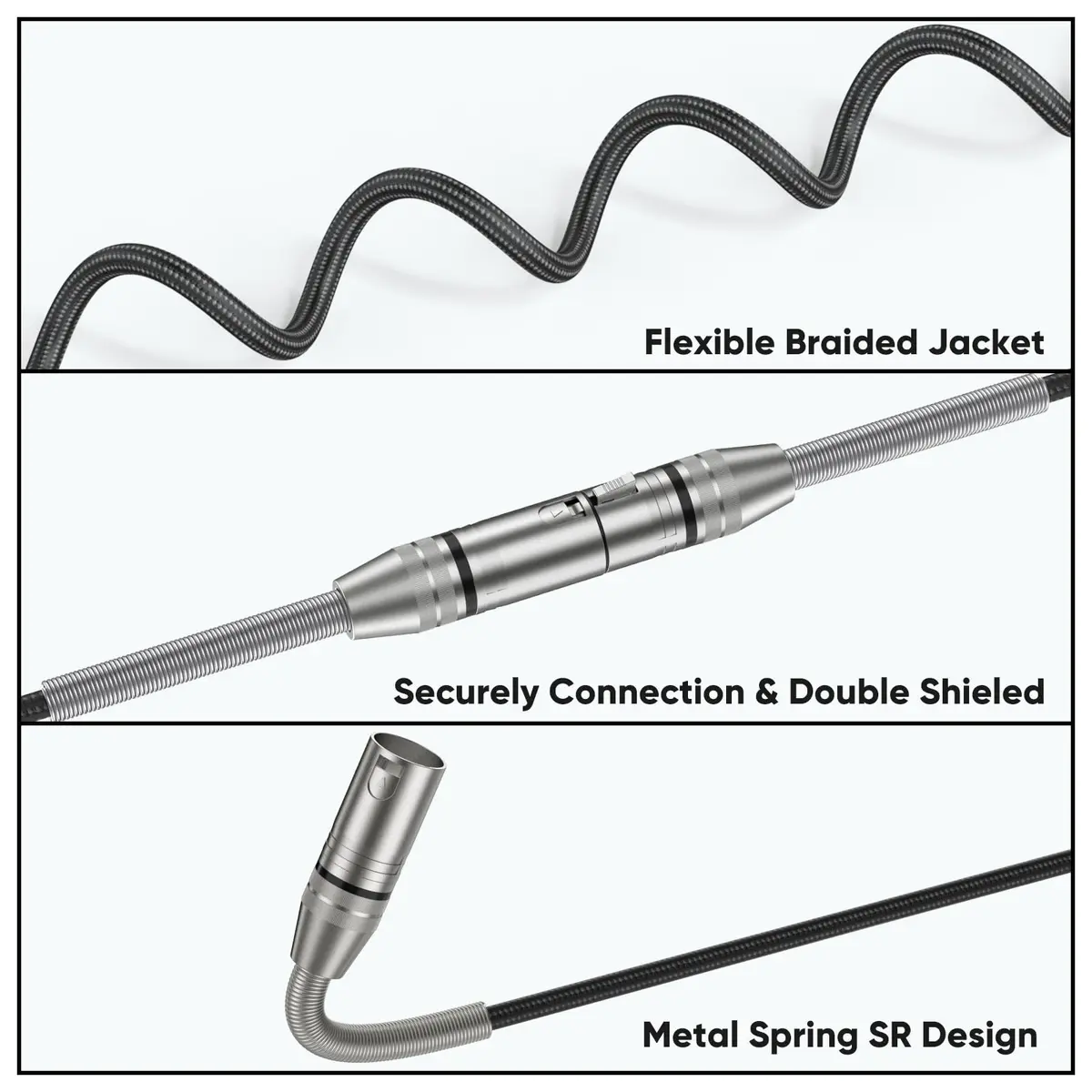 CableCreation XLR Microphone Cable Nylon Braided 15ft | Heavy Duty Balanced Microphone Cord - view 2