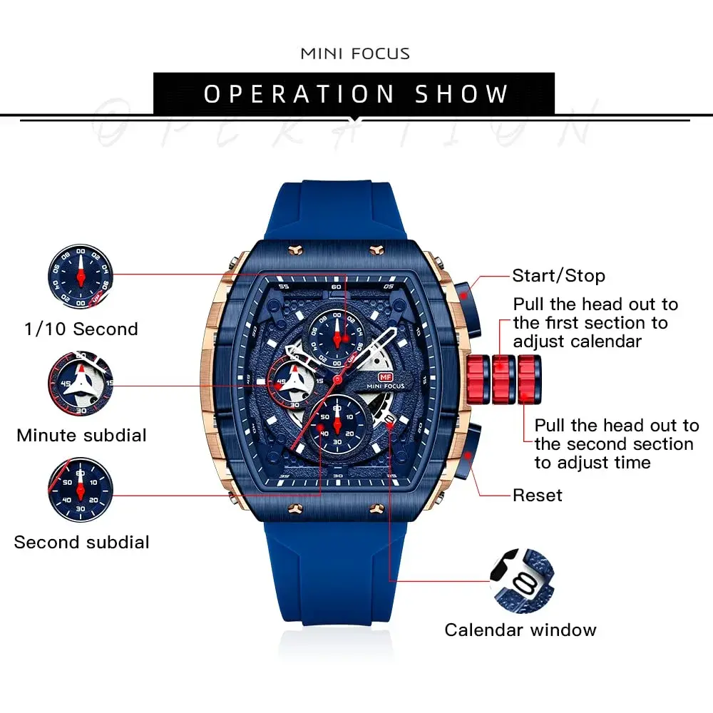 MF MINI FOCUS Men's Chronograph Watch 42mm (1.65 inches) | Water Resistant Luminous Dial - view 5