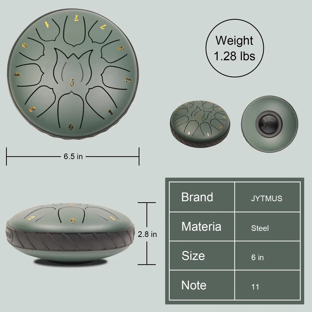 JYTMUS 6-Inch 11-Note Steel Tongue Rain Drum | Ethereal Sound for Meditation & Yoga - view 7