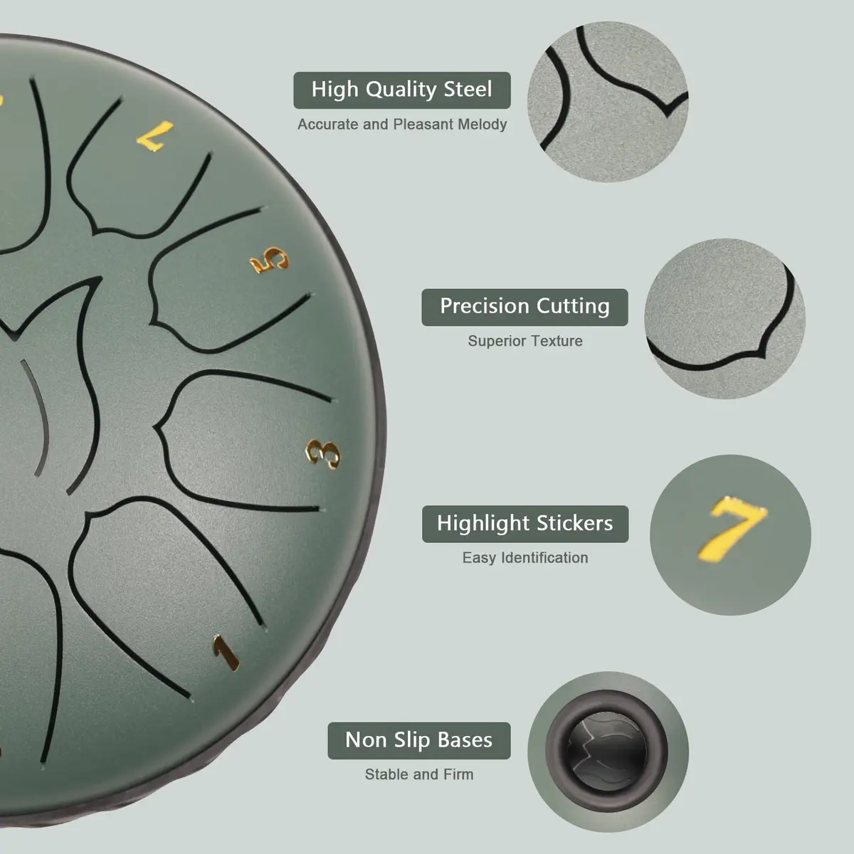JYTMUS 6-Inch 11-Note Steel Tongue Rain Drum | Ethereal Sound for Meditation & Yoga - view 2