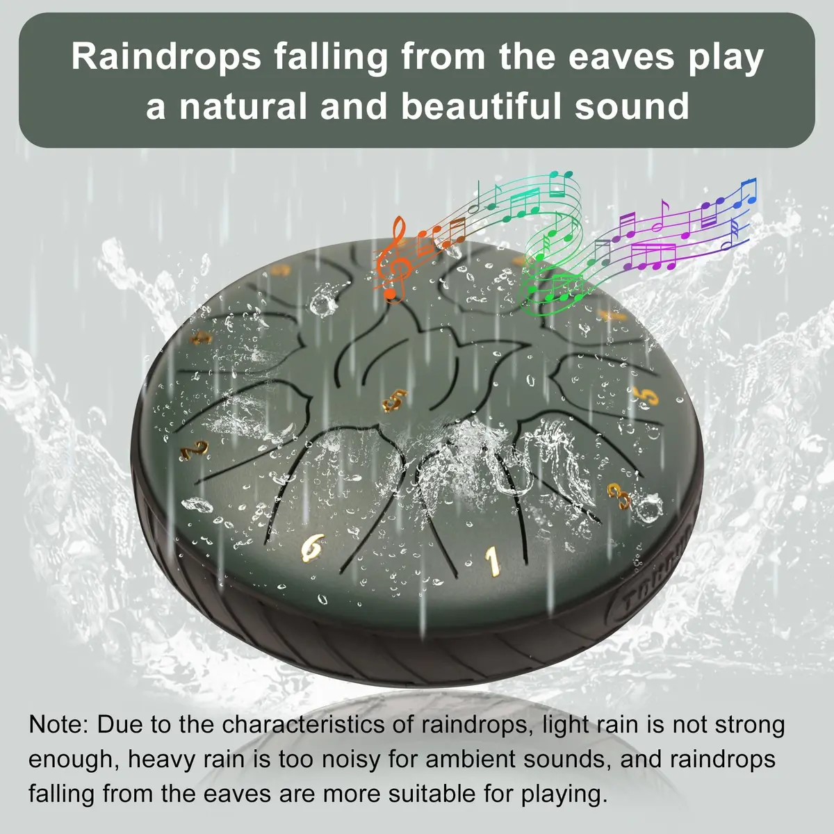 JYTMUS 6-Inch 11-Note Steel Tongue Rain Drum | Ethereal Sound for Meditation & Yoga - view 3