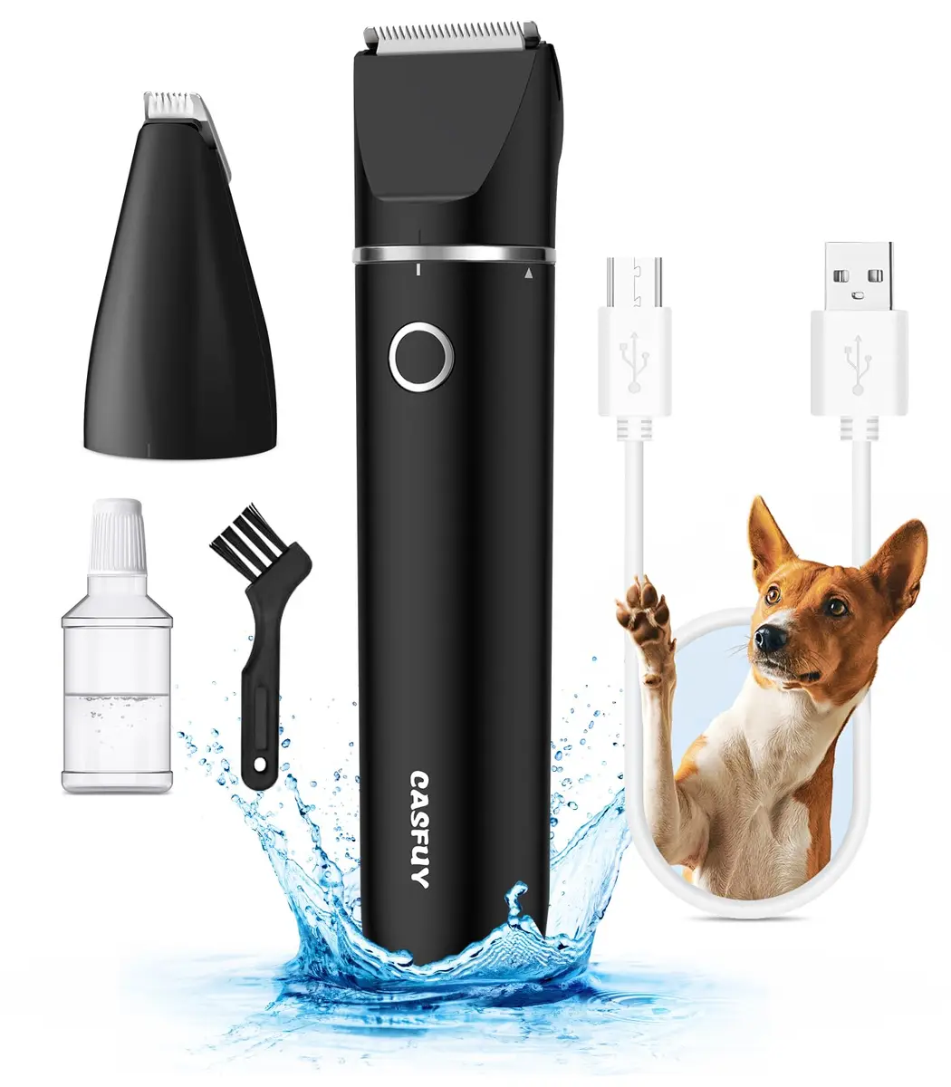 Casfuy Cordless Dog Paw Trimmer - Low Noise Small Dog Clippers with Double Blades USB Rechargeable for Dogs Cats Small Pets (1.5h runtime) - main product image