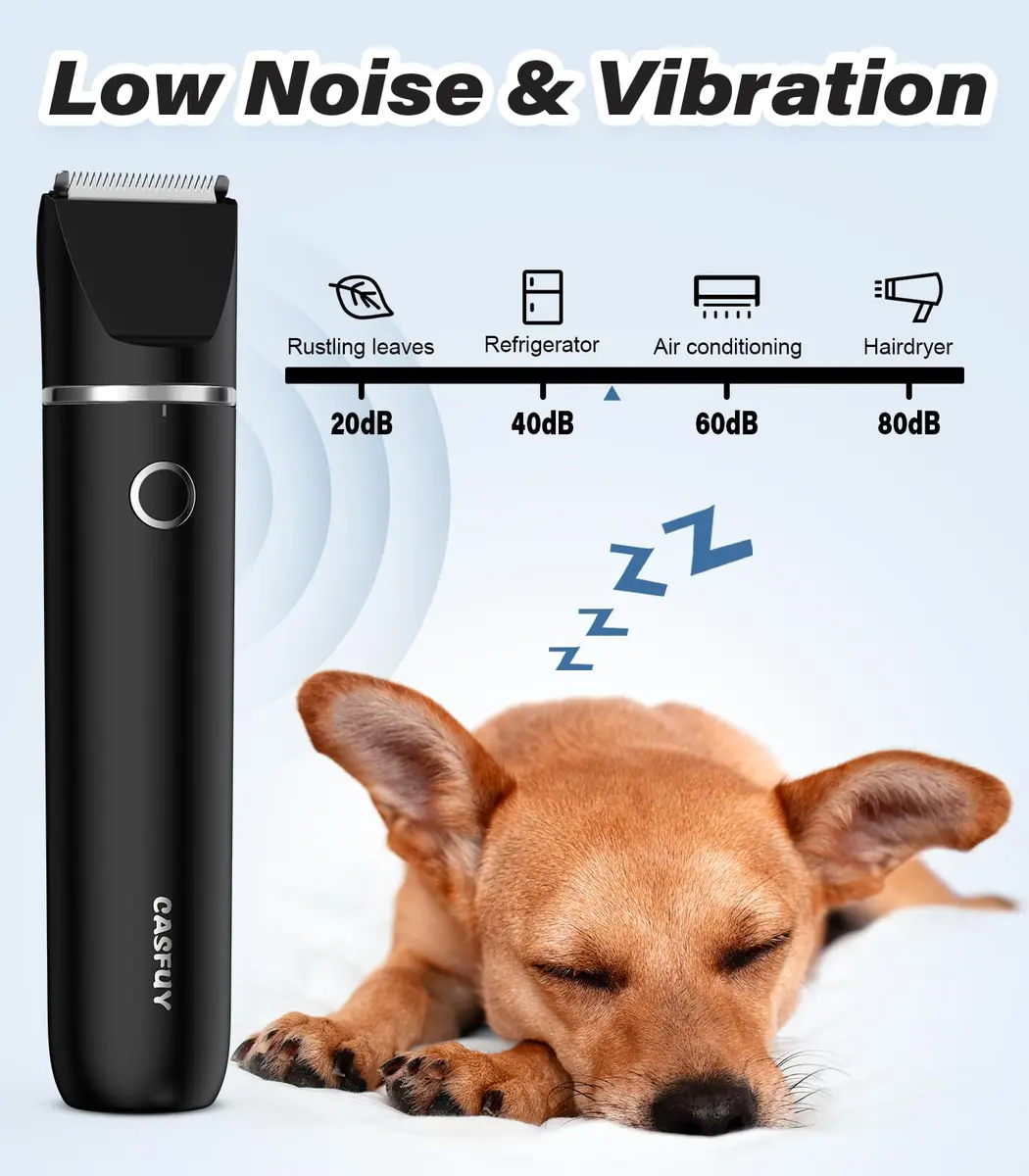 Casfuy Cordless Dog Paw Trimmer - Low Noise Small Dog Clippers with Double Blades USB Rechargeable for Dogs Cats Small Pets (1.5h runtime) - view 4