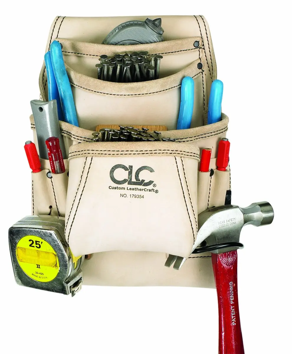 Custom Leathercraft Carpenter's Nail and Tool Bag + Work Belt | 10-Pocket Reversed Top Grain Leather - view 2