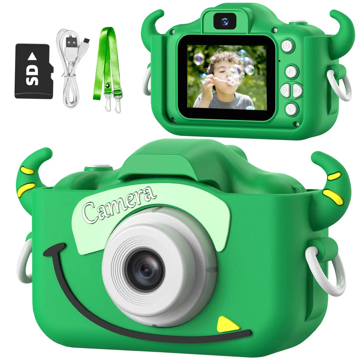 Goopow Kids Digital Camera with Cartoon Cover | 1080p HD Video & 12MP Photos - main product image