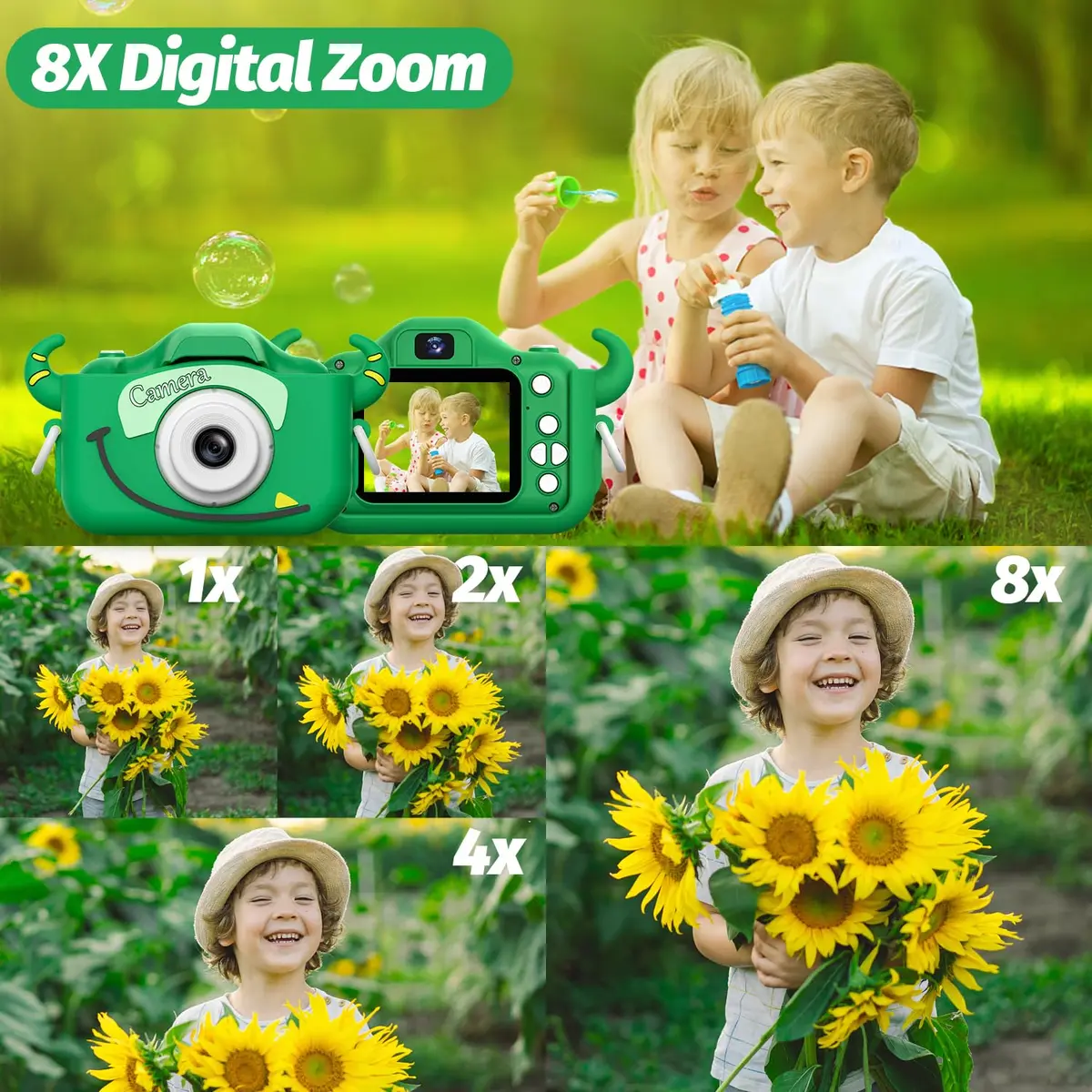 Goopow Kids Digital Camera with Cartoon Cover | 1080p HD Video & 12MP Photos - view 8