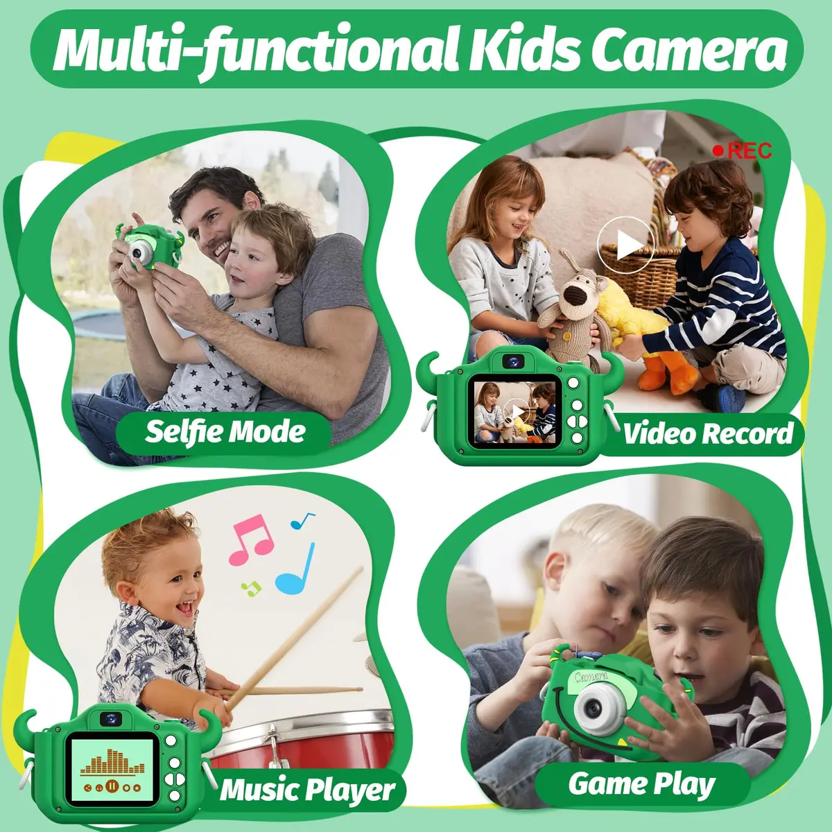 Goopow Kids Digital Camera with Cartoon Cover | 1080p HD Video & 12MP Photos - view 4