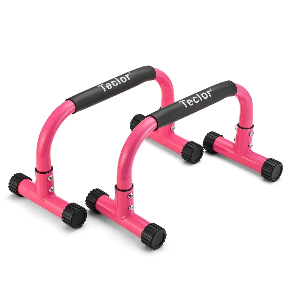 Teclor Pink Calisthenics Push Up Bars | 9.5in High Parallettes for L-sit, Dips, Planche & Handstand Push-ups | 660LBS Capacity - main product image