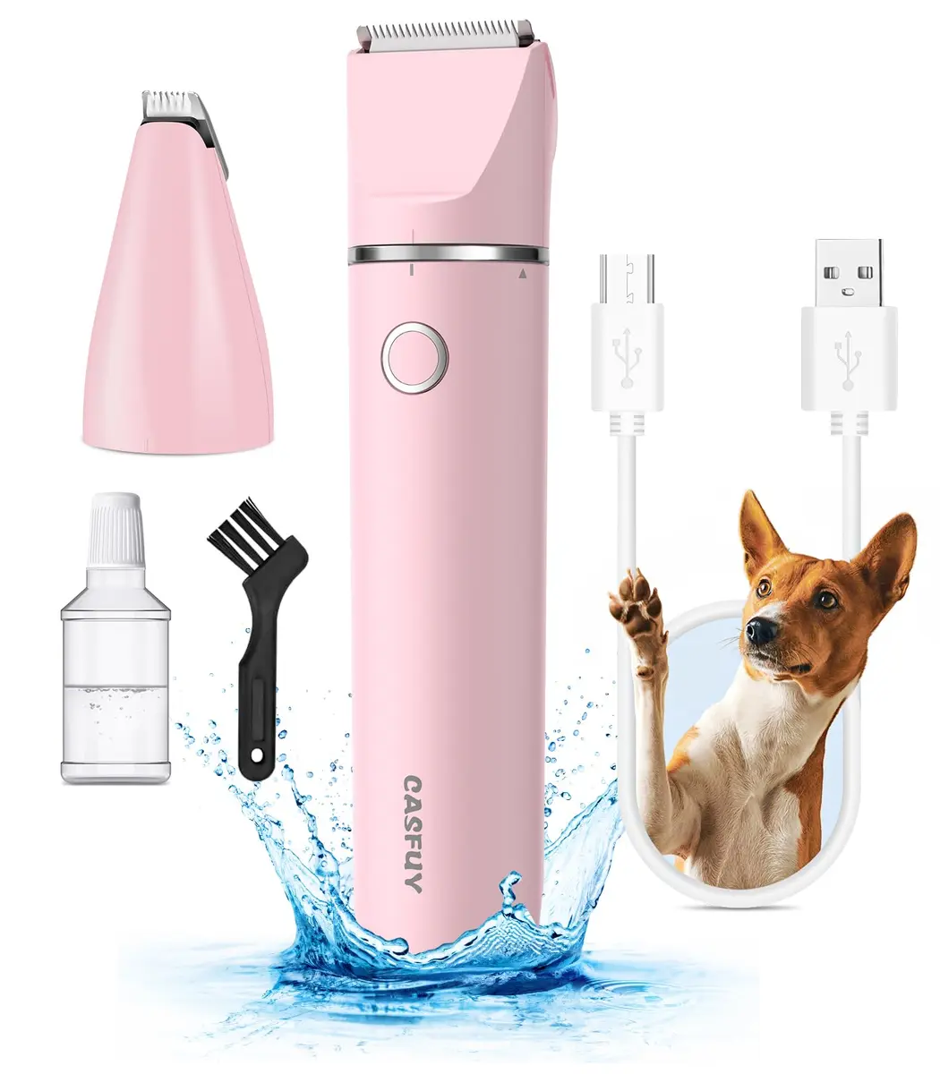 Casfuy Cordless Dog Paw Trimmer - Low Noise Small Dog Clippers with Double Blades USB Rechargeable for Pets (≤120 chars) - main product image