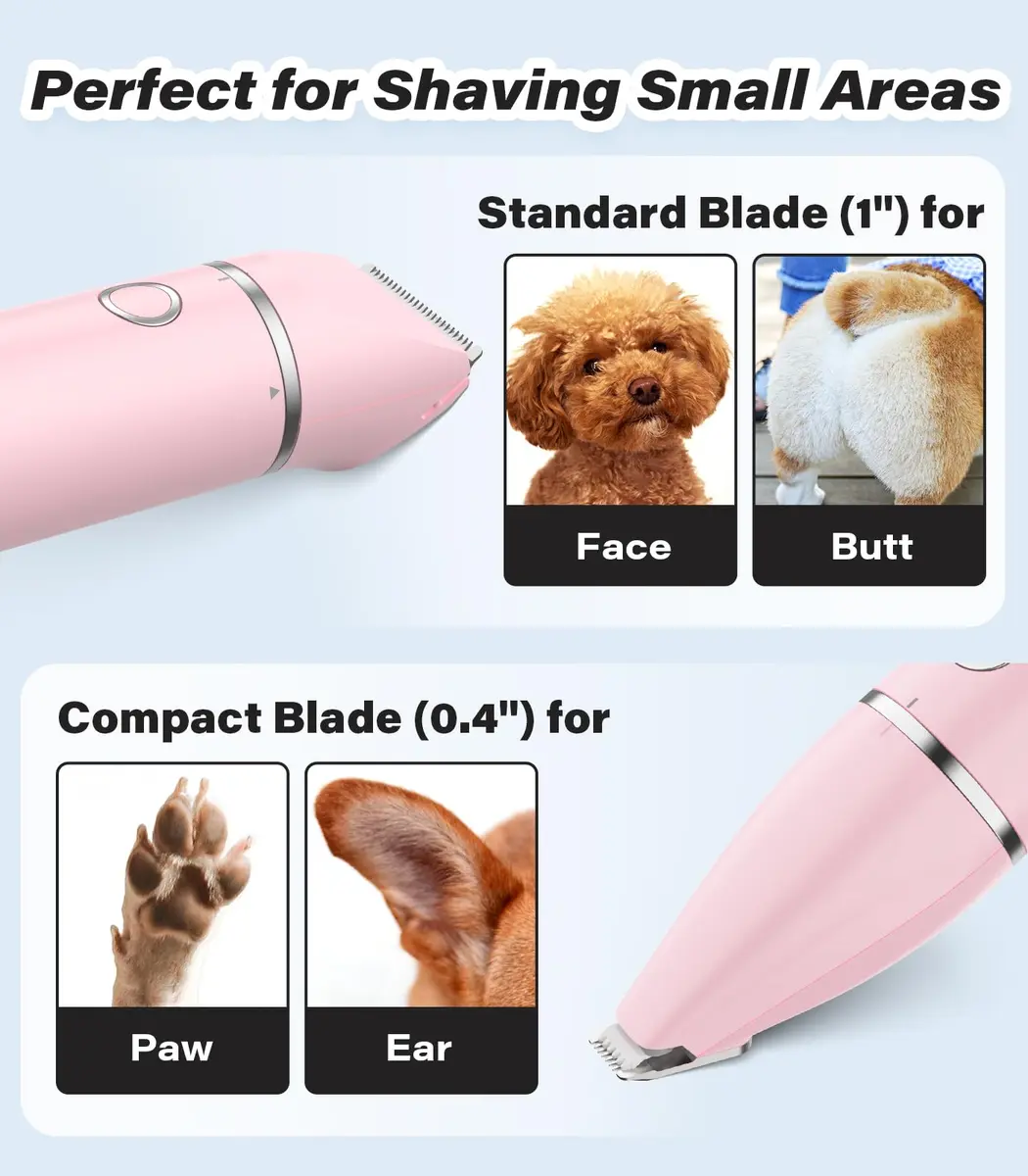 Casfuy Cordless Dog Paw Trimmer - Low Noise Small Dog Clippers with Double Blades USB Rechargeable for Pets (≤120 chars) - view 6