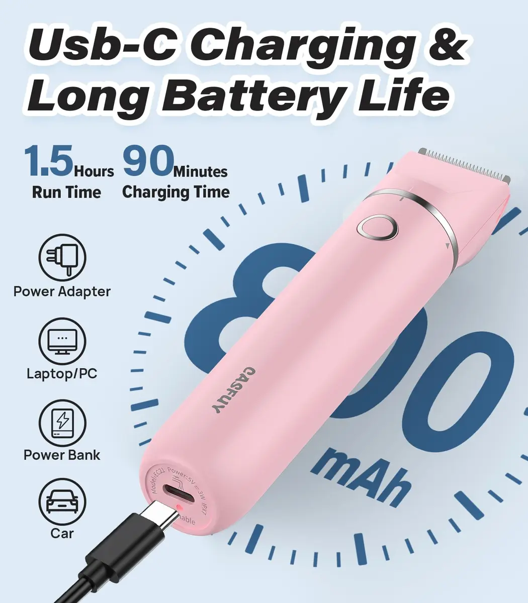 Casfuy Cordless Dog Paw Trimmer - Low Noise Small Dog Clippers with Double Blades USB Rechargeable for Pets (≤120 chars) - view 7