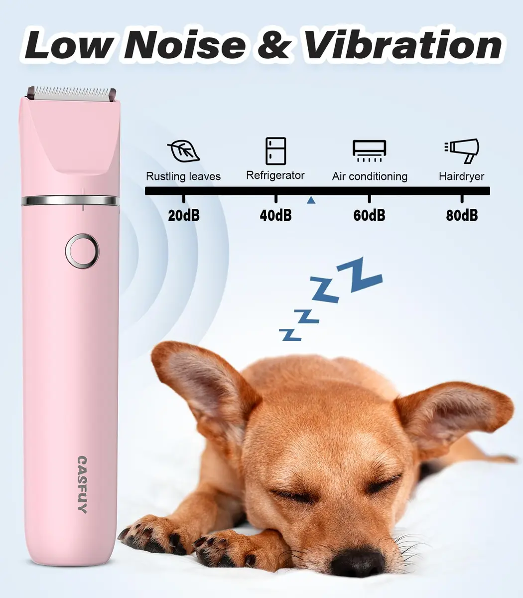 Casfuy Cordless Dog Paw Trimmer - Low Noise Small Dog Clippers with Double Blades USB Rechargeable for Pets (≤120 chars) - view 4