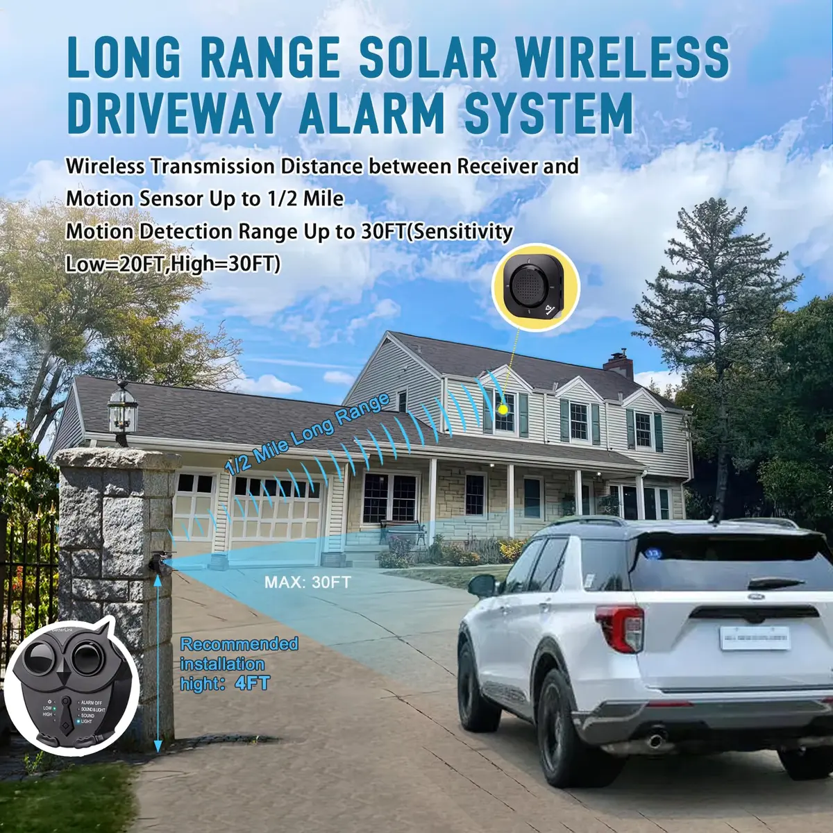 BetterLink Long Range Solar Wireless Driveway Alarm System 1R3S | 1/2 Mile Range, IP65 Weatherproof, 120dB Alert - view 2