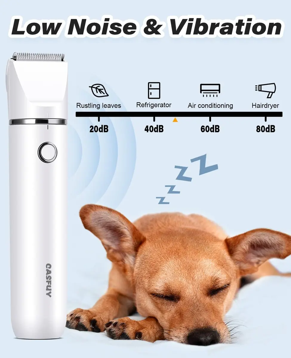 Casfuy Cordless Dog Paw Trimmer - Low Noise Small Dog Clippers with Double Blades USB Rechargeable for Dogs Cats and Small Pets - view 4