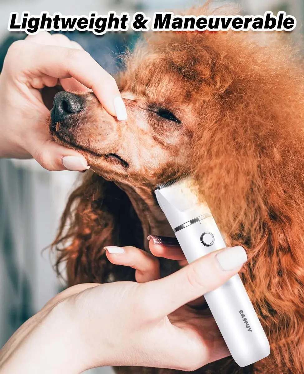 Casfuy Cordless Dog Paw Trimmer - Low Noise Small Dog Clippers with Double Blades USB Rechargeable for Dogs Cats and Small Pets - view 5