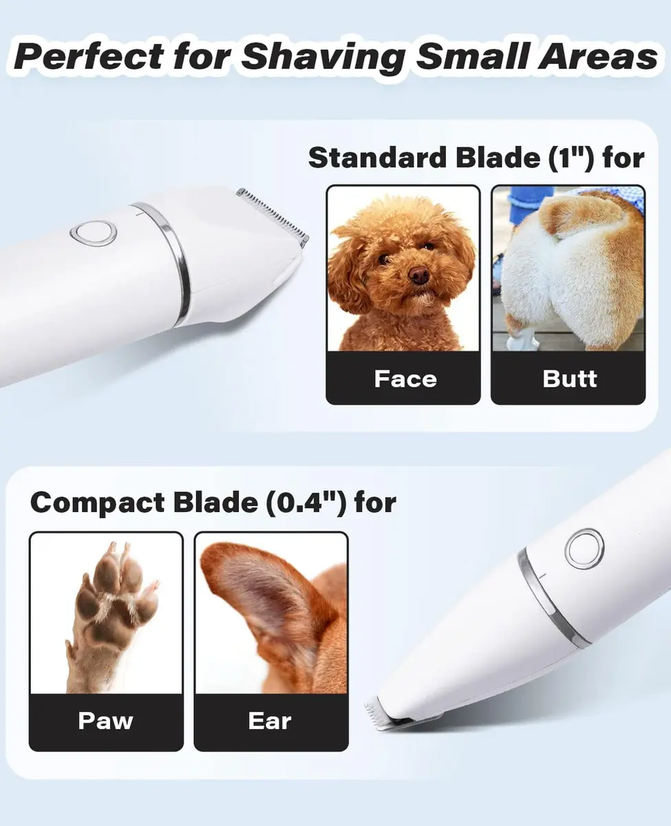 Casfuy Cordless Dog Paw Trimmer - Low Noise Small Dog Clippers with Double Blades USB Rechargeable for Dogs Cats and Small Pets - view 6