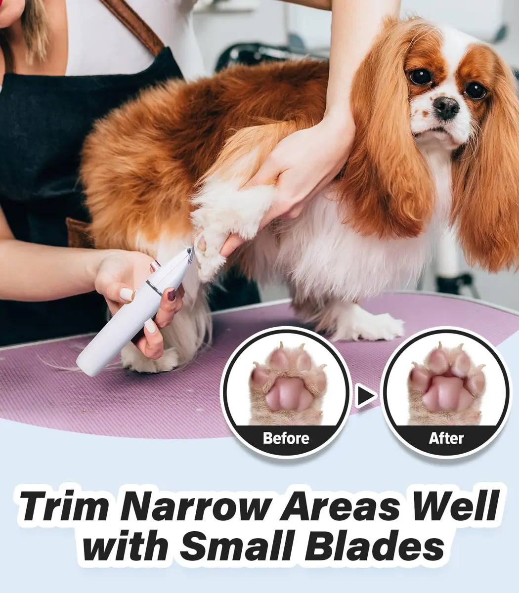 Casfuy Cordless Dog Paw Trimmer - Low Noise Small Dog Clippers with Double Blades USB Rechargeable for Dogs Cats and Small Pets - view 2