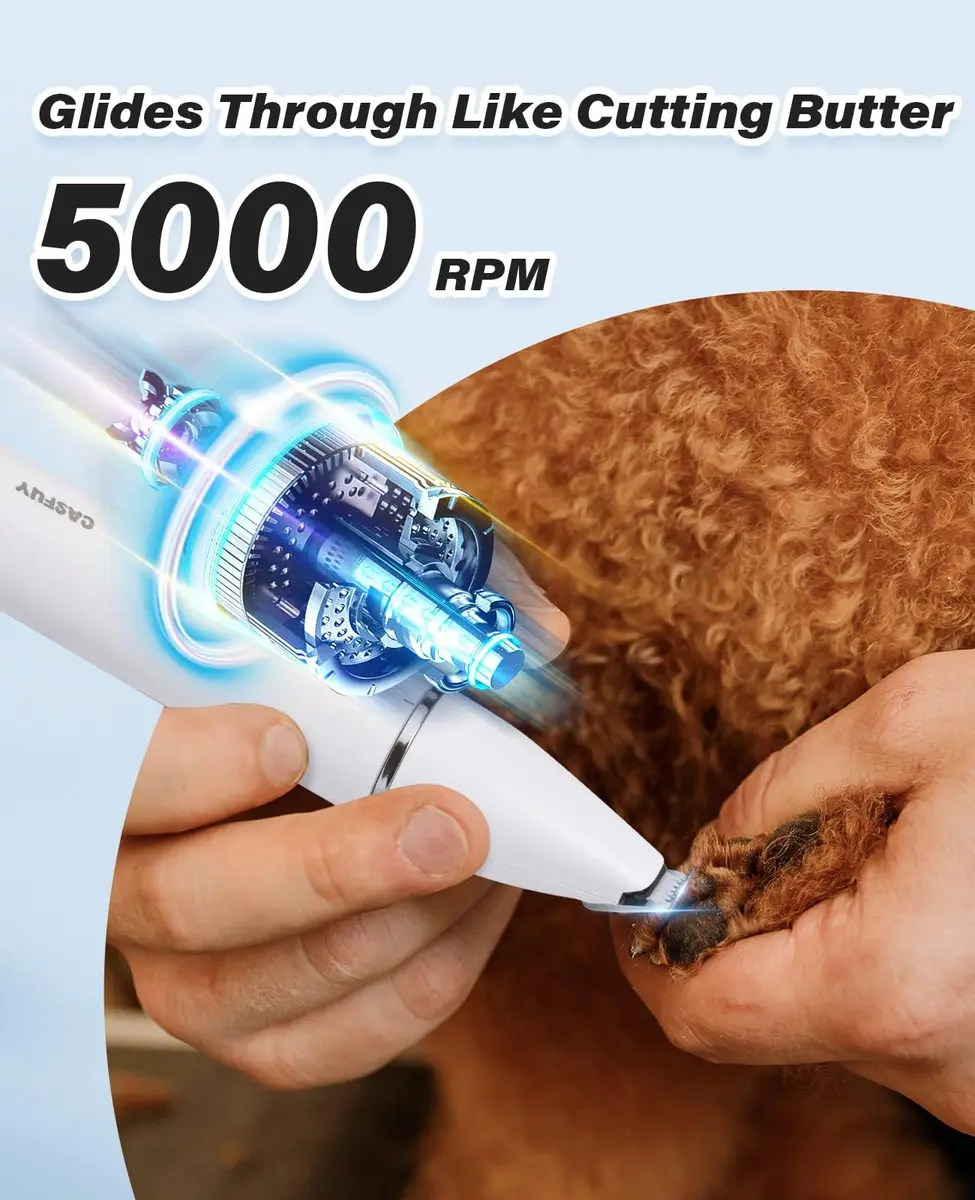 Casfuy Cordless Dog Paw Trimmer - Low Noise Small Dog Clippers with Double Blades USB Rechargeable for Dogs Cats and Small Pets - view 3