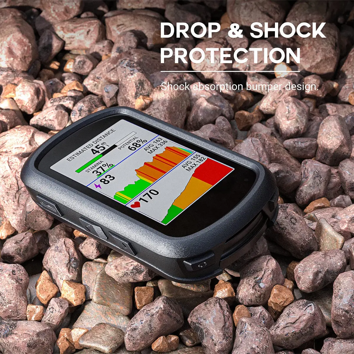 TUSITA Silicone Case Compatible with Garmin Edge 540 | 540 Solar | 840 | 840 Solar - Black | Impact & Scratch Resistant - view 5