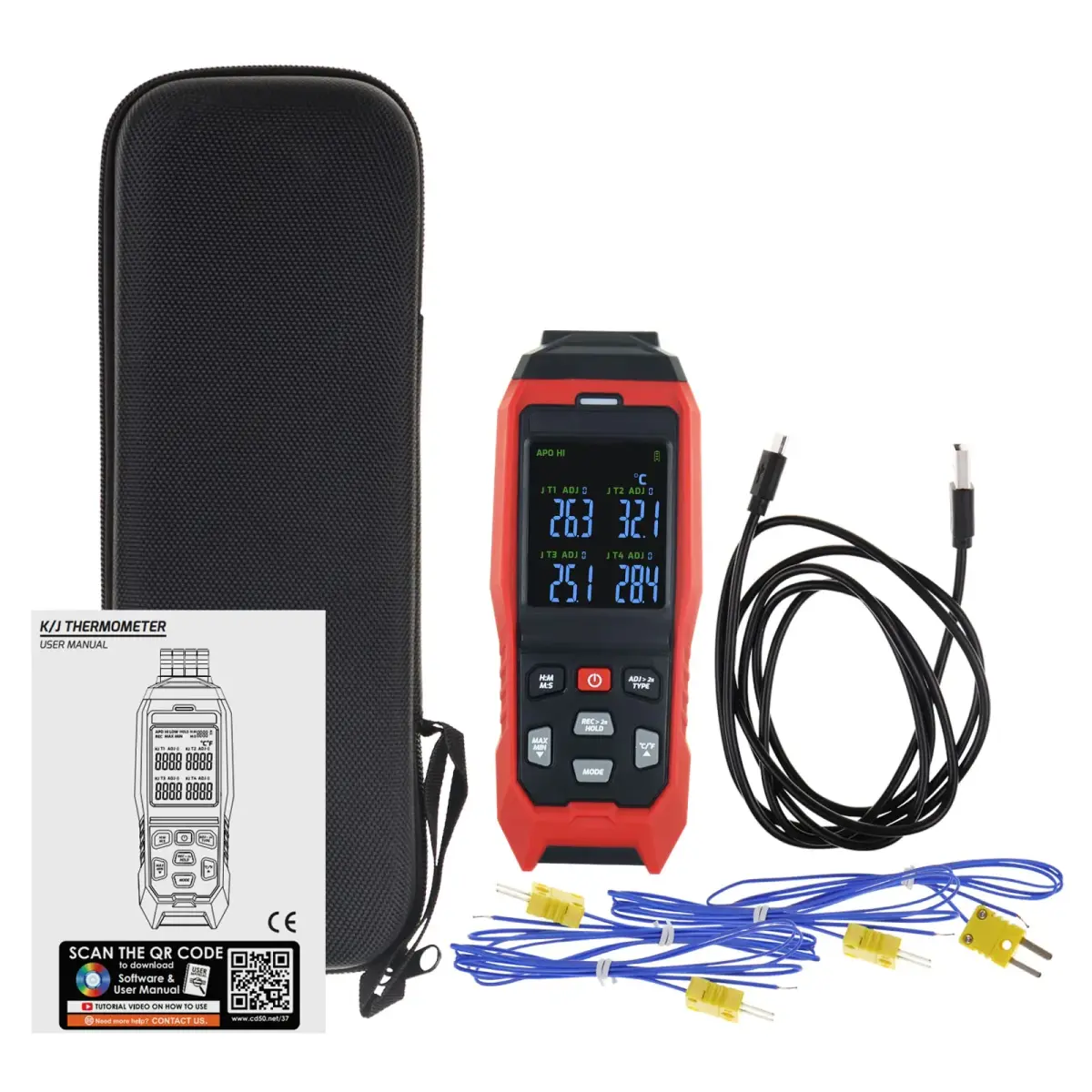 DANOPLUS 4-Channel Thermocouple Thermometer Data Logger -200~1372°C (2501°F) | Programmable Recording & Alarms - view 8
