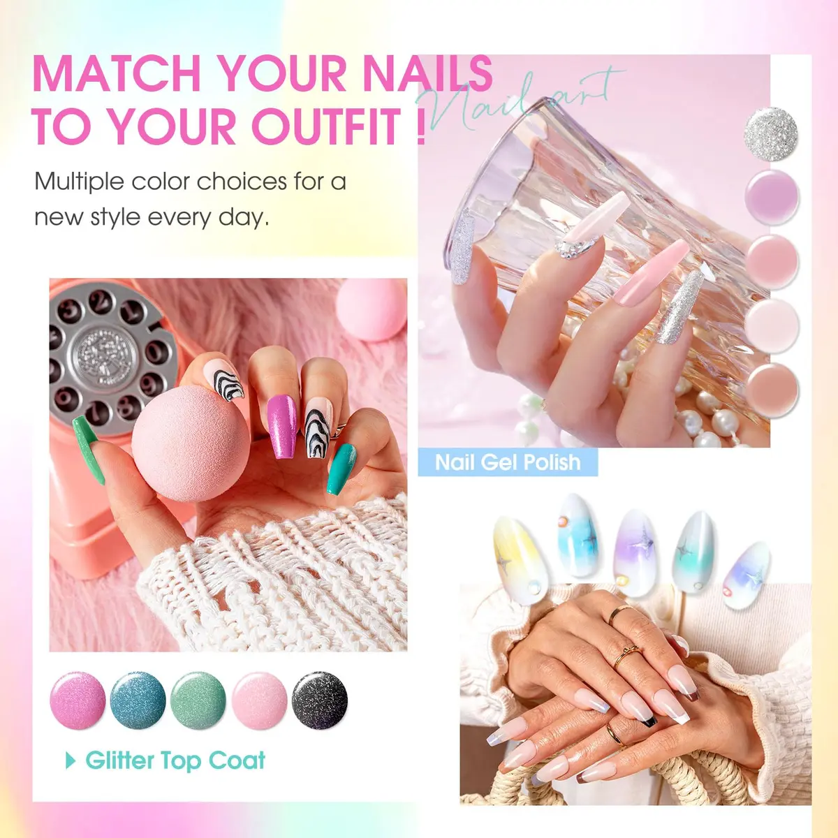 ROSALIND Gel Nail Polish Set 100PCS with 8 Base & Top Coats | 92 Colors, Long-Lasting, Safe for All Seasons - view 5