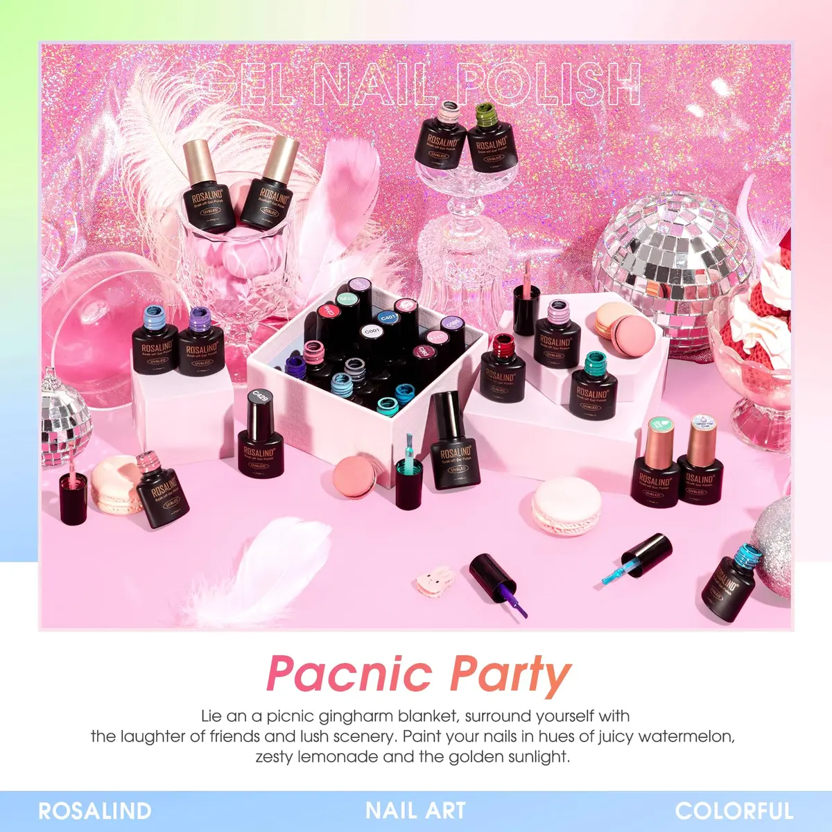 ROSALIND Gel Nail Polish Set 100PCS with 8 Base & Top Coats | 92 Colors, Long-Lasting, Safe for All Seasons - view 6