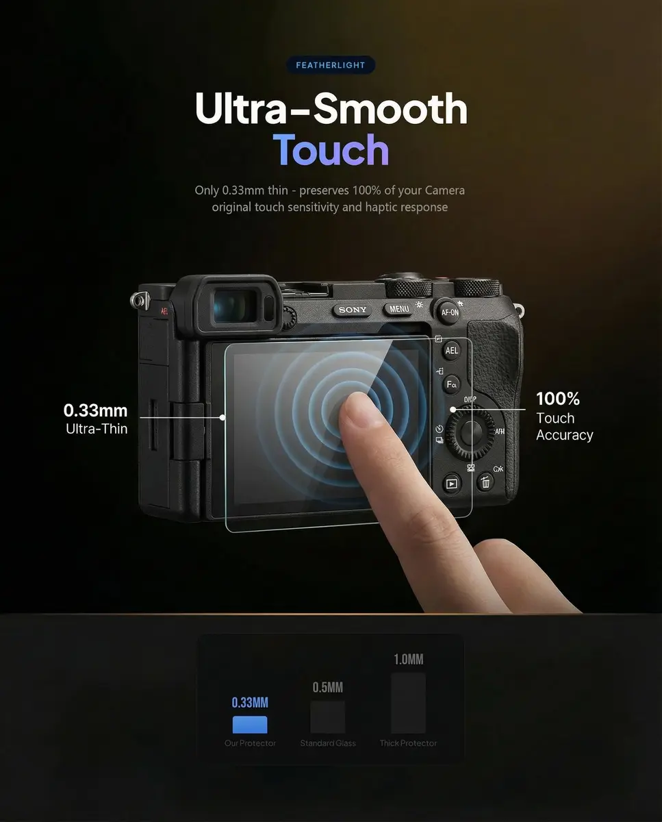 iDaPro Screen Protector for Sony Alpha A6700/A7C II/ZV-E1, 9H Glass | Scratch & Drop Resistant, Ultra Clear, 3 Pack - view 8