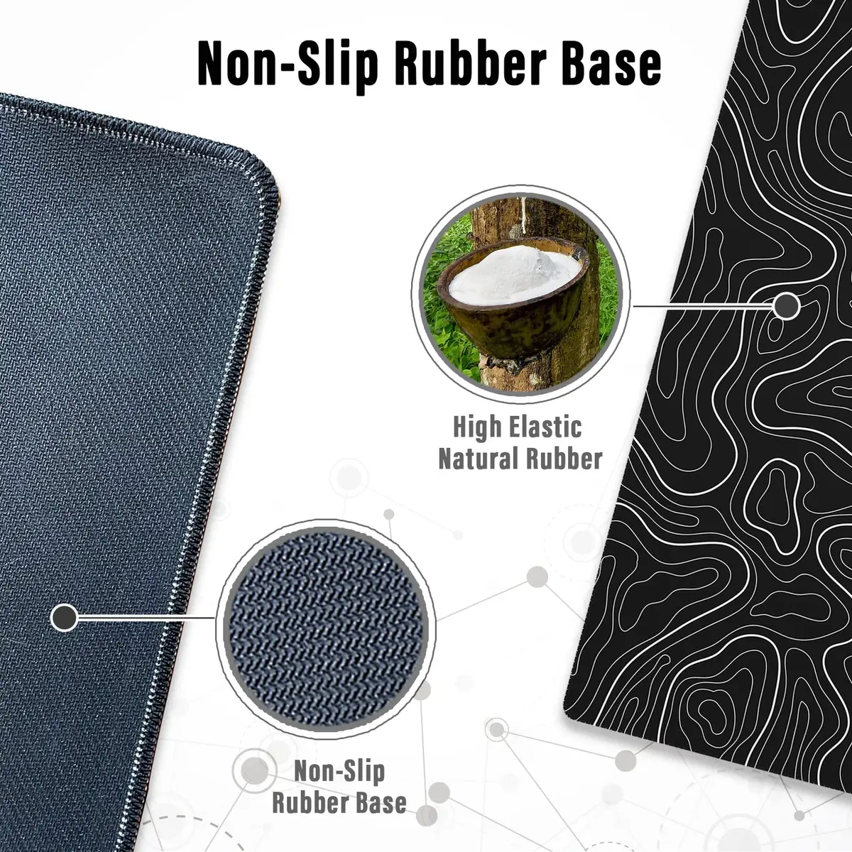 Ovenbird Extra Large Mouse Pad, Extended Topographic Map Gaming Mousepad with Non-Slip Base & Stitched Edges, 35.4" (900mm) x 15.7" (400mm), Black - view 5