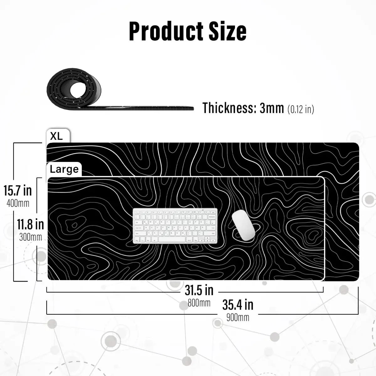 Ovenbird Black Topo Extended X-Large Gaming Mouse Pad (35.4" x 15.7") - view 3