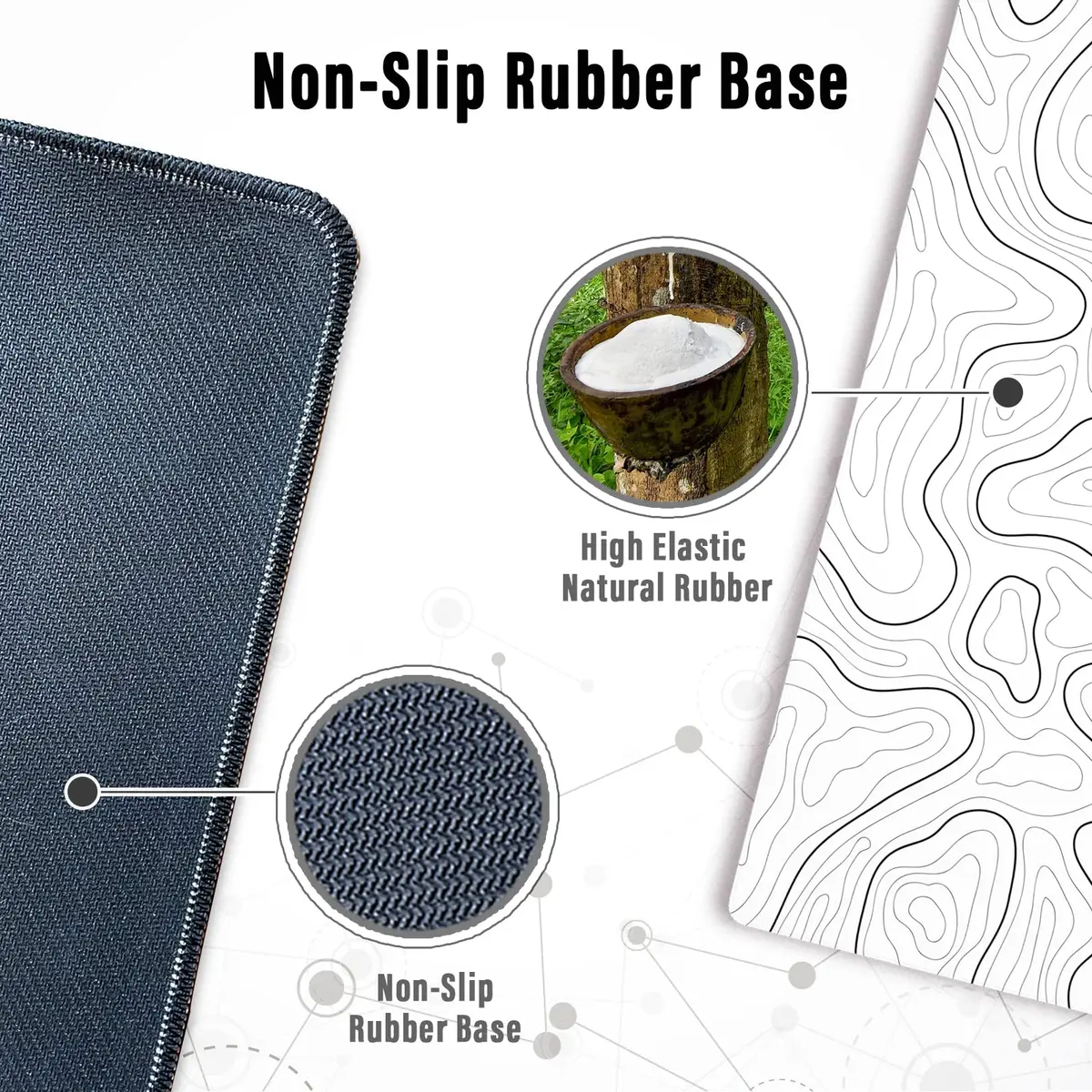 Ovenbird Large Gaming Mouse Pad with Stitched Edges | Minimalist Topographic Desk Mat, Extended XL, 35.4 x 15.7 in, White - view 5