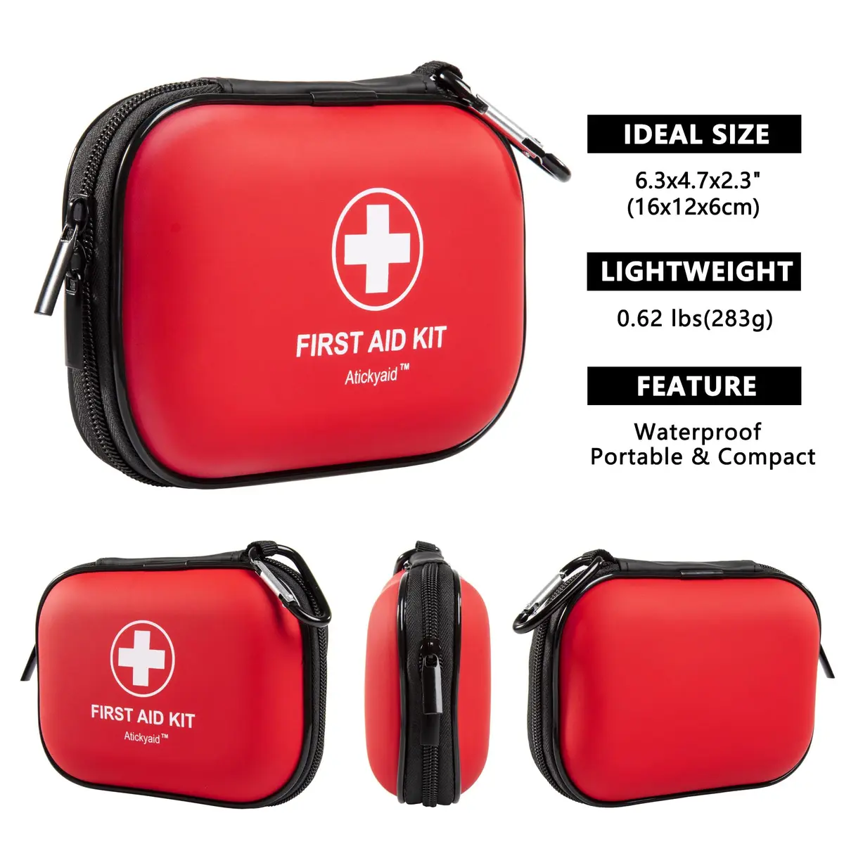 Atickyaid Mini First Aid Kit 120 Pieces Waterproof Compact Emergency Medical Supplies - view 2