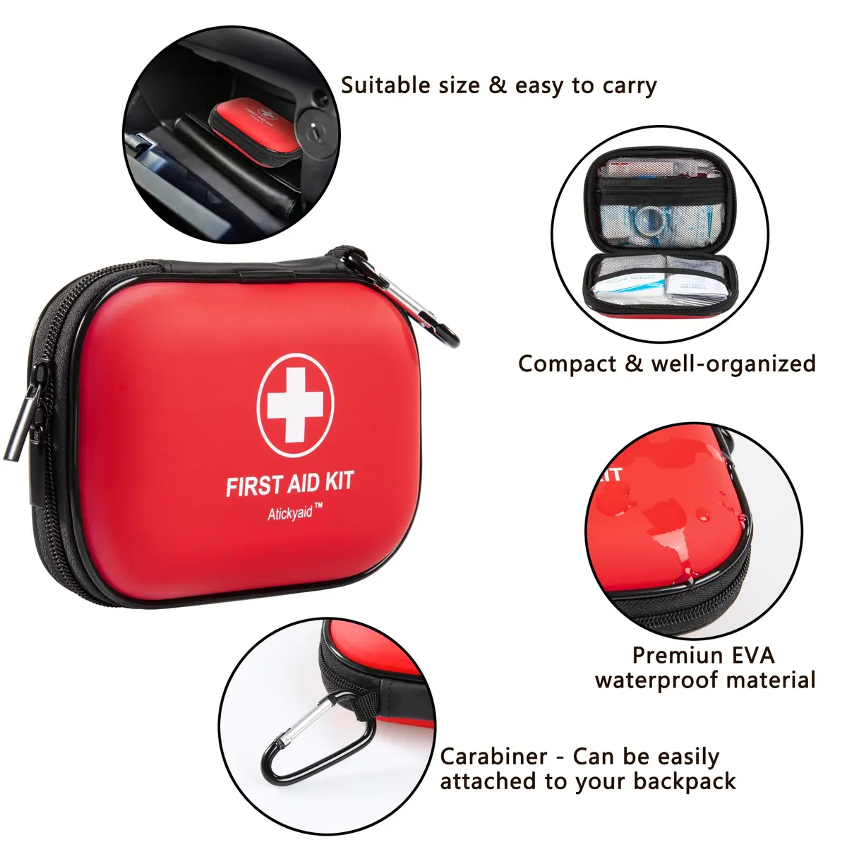 Atickyaid Mini First Aid Kit 120 Pieces Waterproof Compact Emergency Medical Supplies - view 4